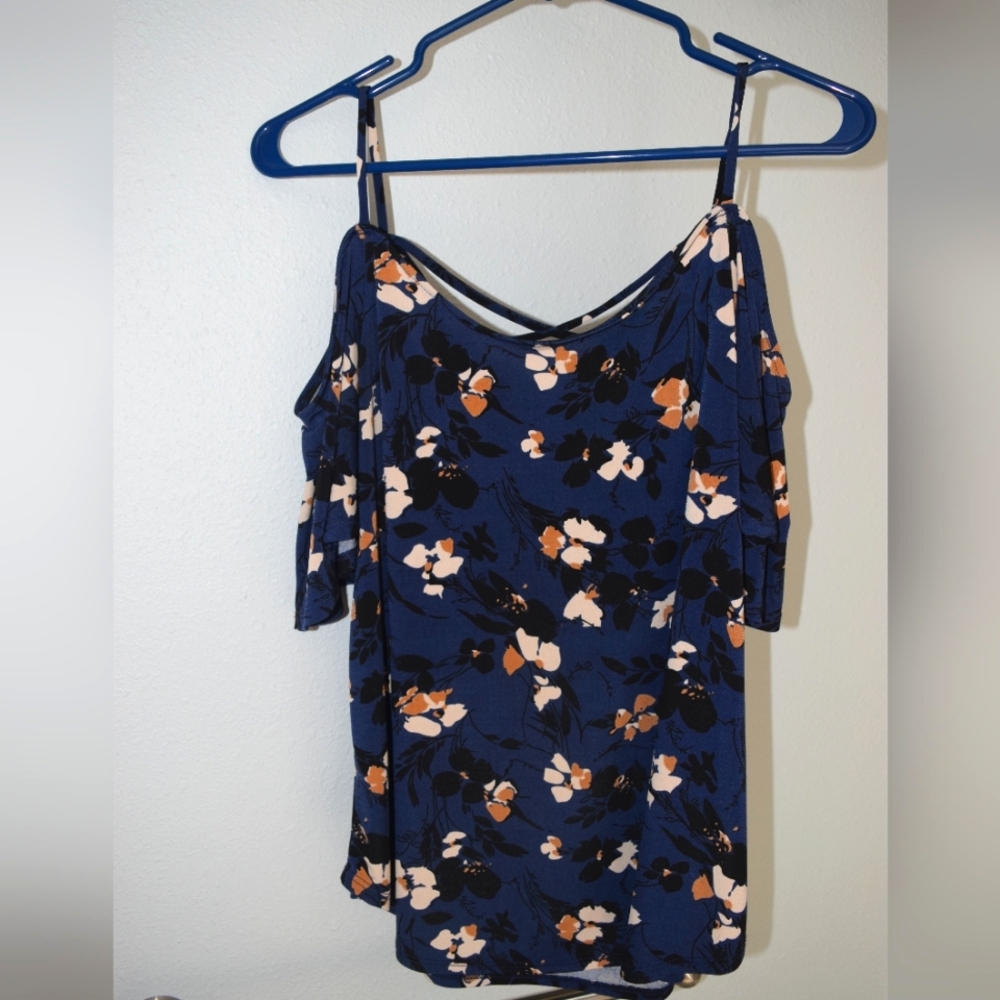 Strappy cold shoulder blouse